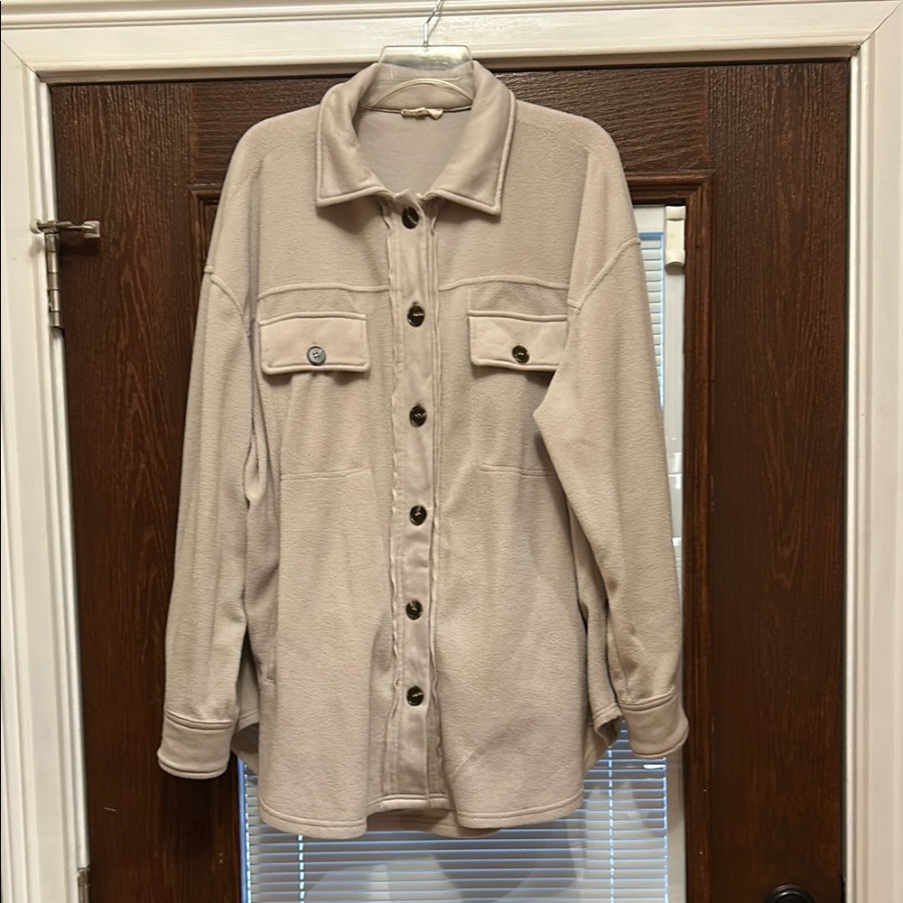 Beige Button-Up Women's Jacket